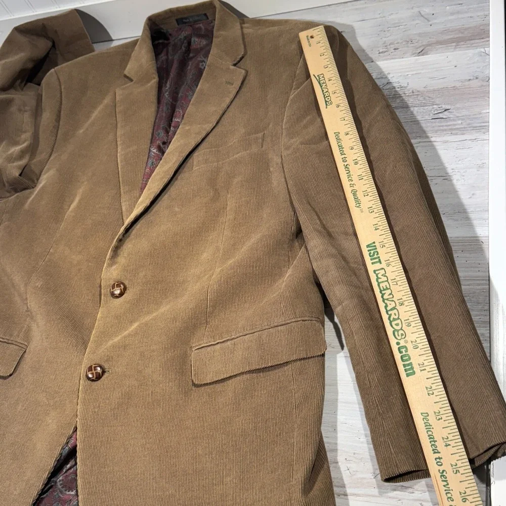 Lauren Ralph Lauren Corduroy Jacket Men 44 L Blazer 2 Button Paisley Lined Brown